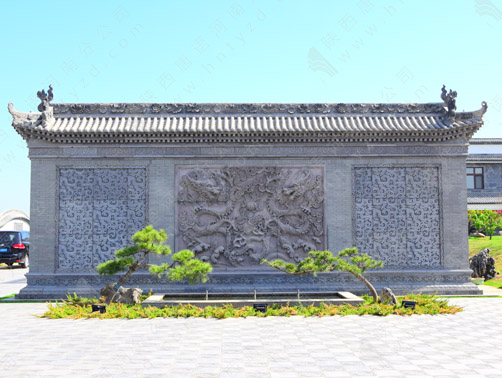 唐语砖雕独立影壁墙